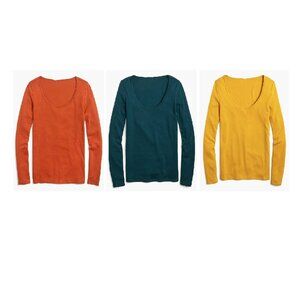 J.Crew factory fine-rib scoopneck tee top set of 3 (gold, rust, green), xl